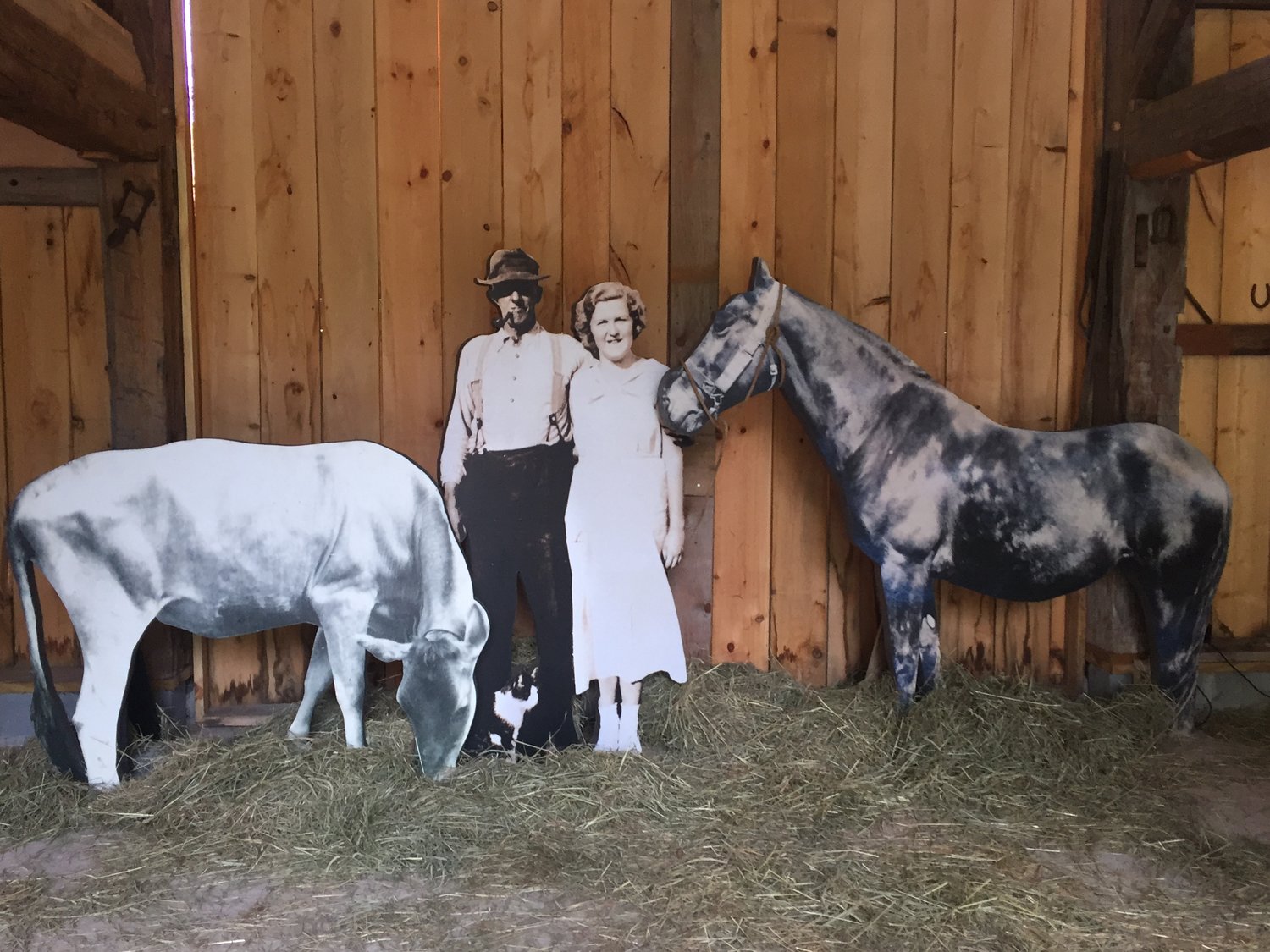 They're two-dimensional but you get the idea. The farm family hangs out in the barn at Time and the Valleys Museum.